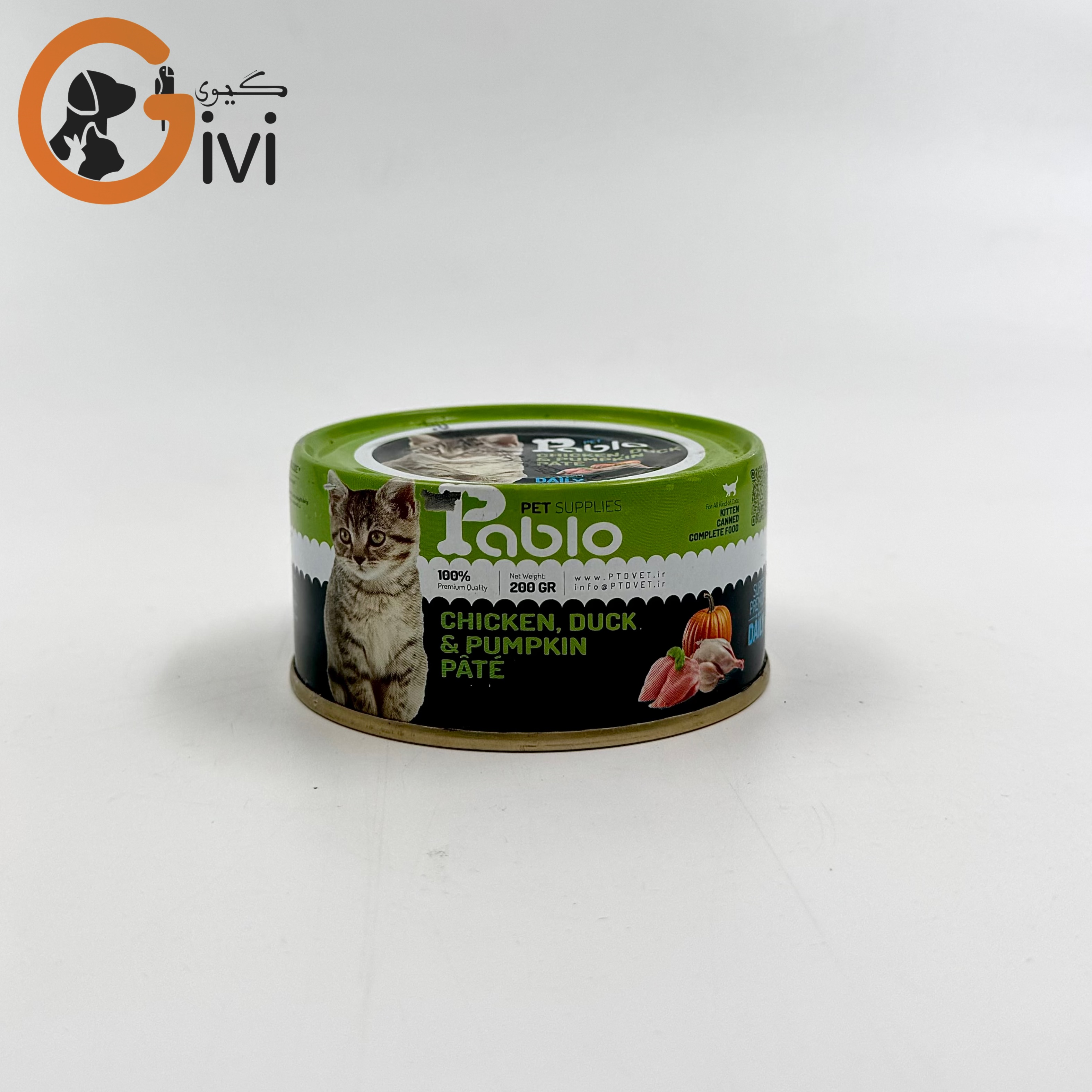 غذای کنسرو گربه 200 گرمی Pablo با طعم گوشت مرغ و رادک